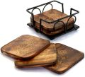 NATURAL WOODEN TEA COASTER WITH CARVIN HANDMADE PRODUCT