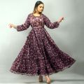 Purple Printed Full Length Anarkali Gown