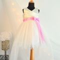 Pink & White Rich Satin Soft Tulle cane cane Pearls and shantung lining80 cotton with high quality stiching baby girl dress