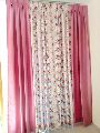 ARA Pink and White Polyster Synthetic Cotton Plain and Printed printed curtain fabric