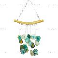 Green Agate Stone Wind Chime with Wooden On the Top
