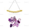 Decor Fabricators pink agate stone wooden the top wind chime