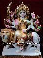 Multicolor Plain New Polished Marble Durga Maa Statue