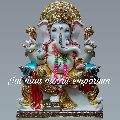 Multicolor Plain New Polished marble ganesh statue
