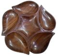 Brown wooden leaf shaped tray