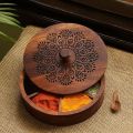 Wooden Round Spice Box