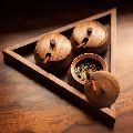 Wooden Triangle Bowl Tray Set