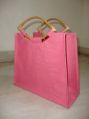 DYED JUTE SHOPPING BAG WITH CANE HANDLE