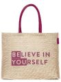 PRINTED JUTE SHOPPING BAG WITH DYED HANDLE