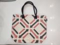 TWO COLOUR PRINTED COTTON BAG WITH BOTTOM GUSSET