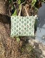 Green Wildflower Cotton Carry Bag With Zip Closure
