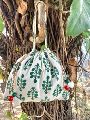 Green Wildflower Cotton Potli Handbag