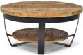 Wooden Top and Powder Coated Iron Round Grey Brown Plain Polished antique iron wooden coffee table