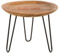 Round Iron & Wooden Side Table