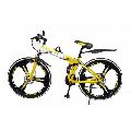 Yellow-White 3 Spokes 21 Gears Foldable Cycle