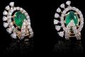 Green Stone Diamond Stud Earrings