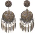 boho vintage tribal oxidized dual tone tassel dangle earrings
