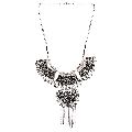 Indian Bollywood Boho Vintage Oxidized Silver Jewelry Tassel Choker Statement Necklace for Women