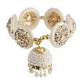 faux pearl beads charm jhumki tassel elastic stretch bracelet