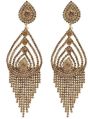 Indian Bollywood Crystal Gold Plated Dangle Tassel Leaf Bridal Wedding Earring Set Jewelry for Women