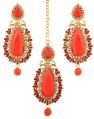 Indian Bollywood Crystal Maang Tikka Earrings Set Rhinestone Head Chain Jewelry Set for Women