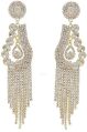 Indian Bollywood Fashion Crystal Gold Plated Dangle Tassel Statement Bridal Earring Jewelry
