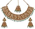 Indian Bollywood Traditional Kundan Crystal Pearl Wedding Choker Necklace Earrings Maantikka Jewelry