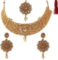 Indian Bollywood Traditional Kundan Pearl Wedding Choker Necklace Earrings Maang Tikka Jewelry Set