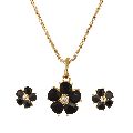 Indian Fashion Floral Style Cubic Zirconia Crystal Pendant Necklace Set with Earrings for Women