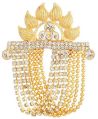 Indian Stylish Crystal Brooch Pin with Chain Tassels Lapel Pin Suit Collar Pin Wedding Jewelry