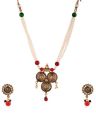 crystal kundan pearl beaded pendant choker necklace set