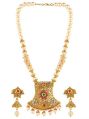 crystal kundan pearl beaded wedding temple choker necklace set