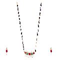 Indian Traditional Mangalsutra Crystal CZ Pendant Necklace Earring Jewellery Set for Women