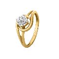 Round Polished 14k/18k Gold and Lab Grown Diamonds twisting solitaire diamond ring