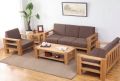 Brown Creamy Plain Polished fabello wooden sofa set