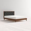 Brown New Polished wooden double bed