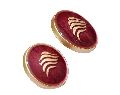MetalAlloy Maroon And Golden Round metal alloy button