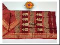 Maheshwari  Rust orange Pure Silk Saree With Buta Buti Weaving