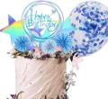 HIPPITY HOP CONFETTI BALLOON CAKE TOPPER ( 5 INCH ) BLUE ( PACK OF 1 )