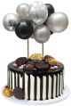 HIPPITY HOP SILVER BLACK BALLOON BUNCH CAKE TOPPER WITH 2 STICKS 2 TAPE FOR DECORATION ( 5 INCH )