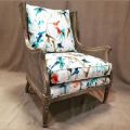Fine Cotton Fabric Upholstery Multicolor high back wing chair