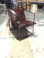 Brown iron leather lounge chair