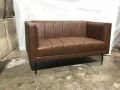 Brown Wood Ply and Mild Steel two seater rexine sofa