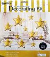 HIPPITY HOP GOLD STAR 3D PAPER HANGING GARLAND KIT FOR PARTY DECORATION SET OF 11