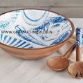 new pattern printed natural wooden salad bowl