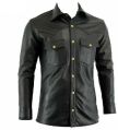 Available all color Plain Long Sleeve m2 mens leather shirt