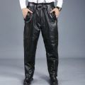 Black Plain m8 mens leather pants