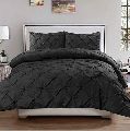 Cotton Polyester Black Plain Dyed pinch pleated comforter set