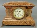 Round Golden antique marble table clock