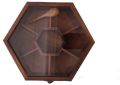 Sheesham Wood Hexagon Brown Polished table top wooden spice box